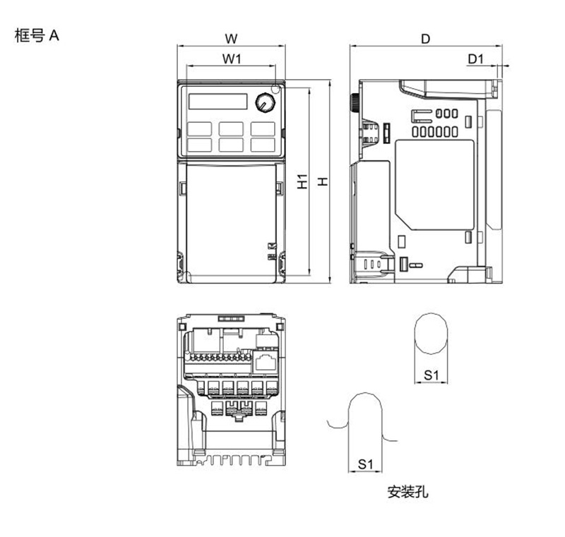 臺達(dá)變頻器 VFD2A7MS43ANSAA 的安裝尺寸