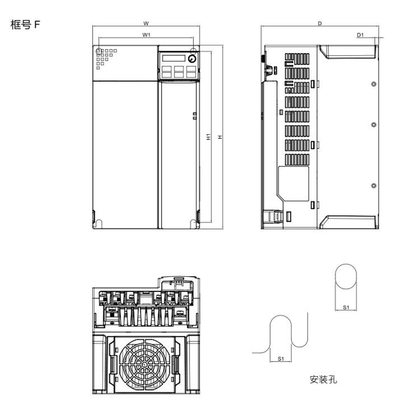 臺達變頻器 VFD45AMS43ANSAA 的安裝尺寸